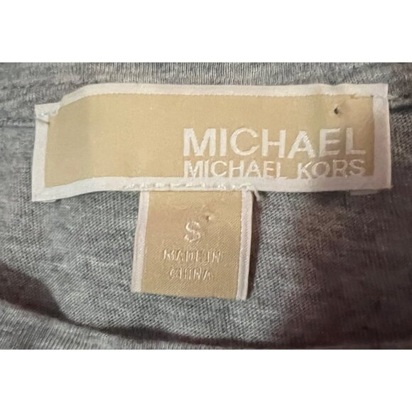 Michael Kors Grey Zipper Sleeve T shirt Blouse Sz Small Soft Basic Casual Shirt - Picture 3 of 9